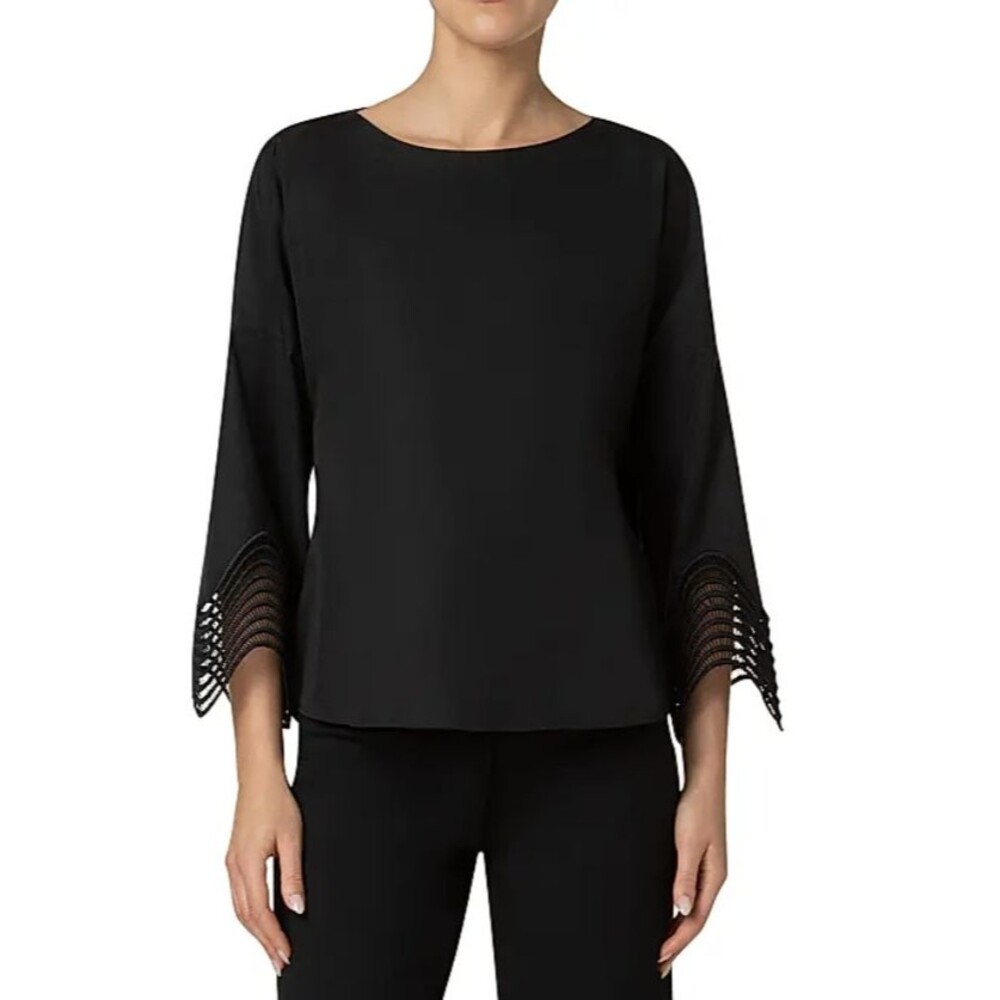 AKRIS PUNTO  Black Cotton Poplin Women's Top Blouse Size US 14 $795